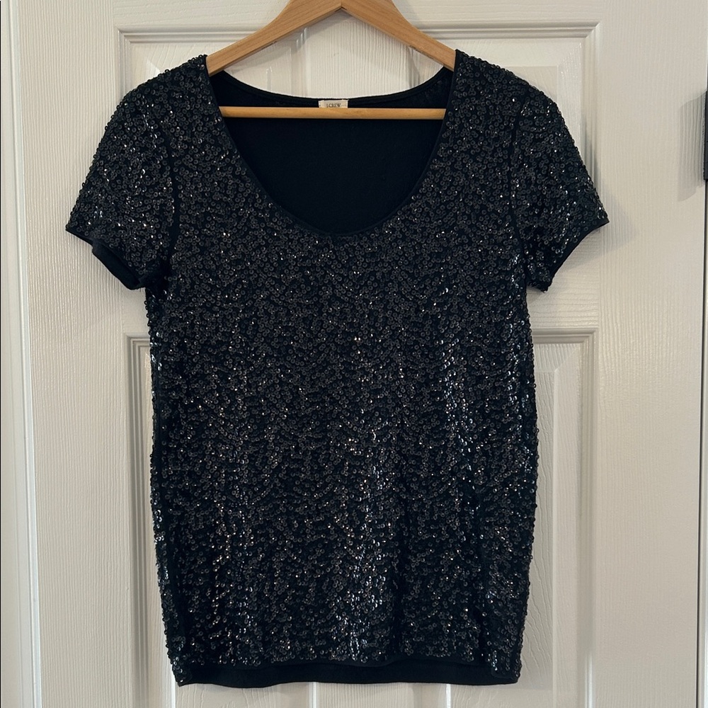 J.Crew Black Sequin top